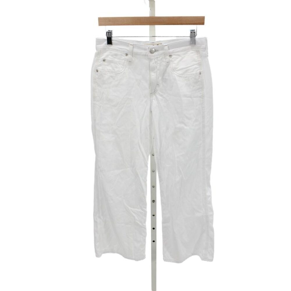Amo Women Cropped Mid-Rise White Cotton Jeans Size 26